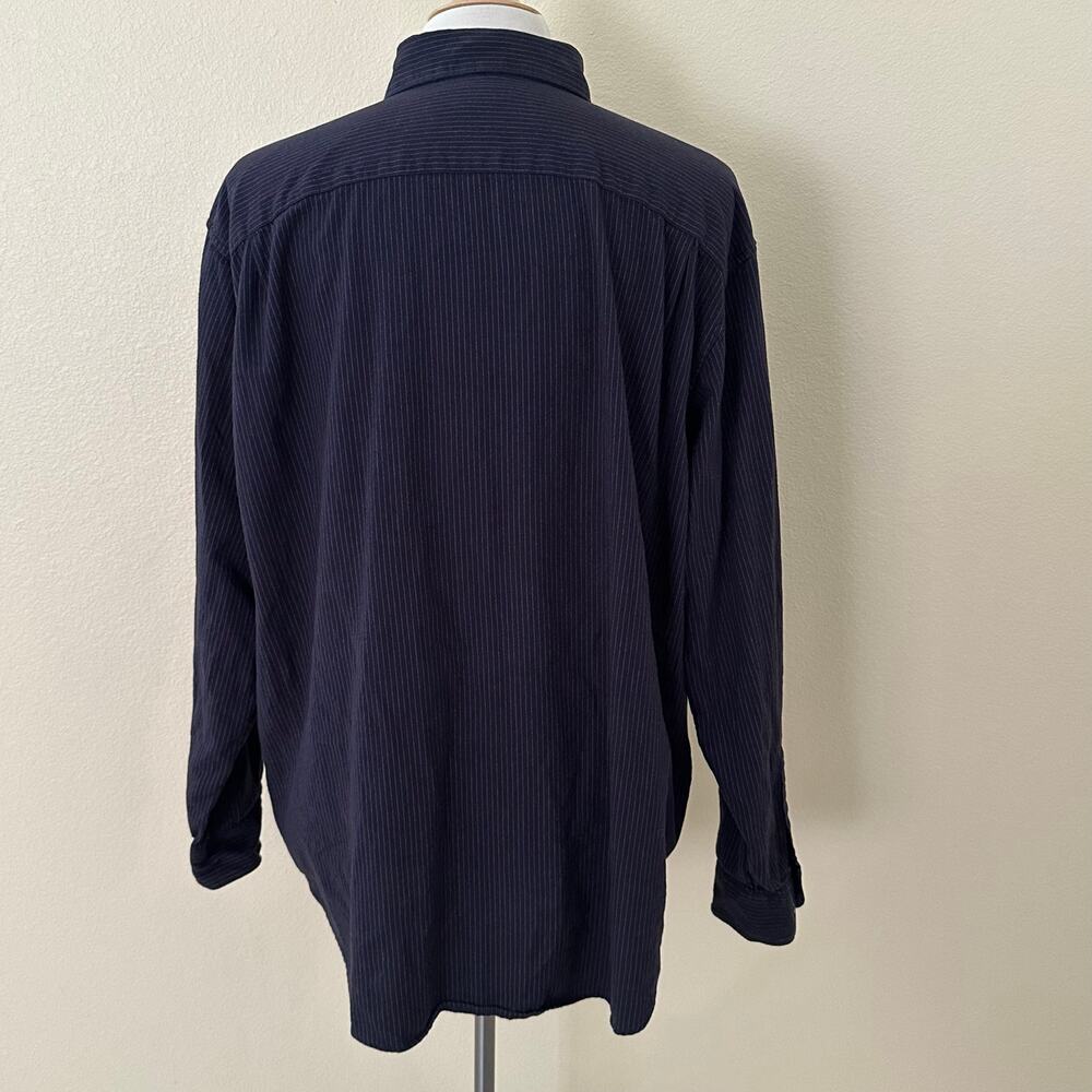 Claiborne Men Long Sleeve Navy Blue Pinstripe Button Front Shirt Size 2XLT - Picture 3 of 8
